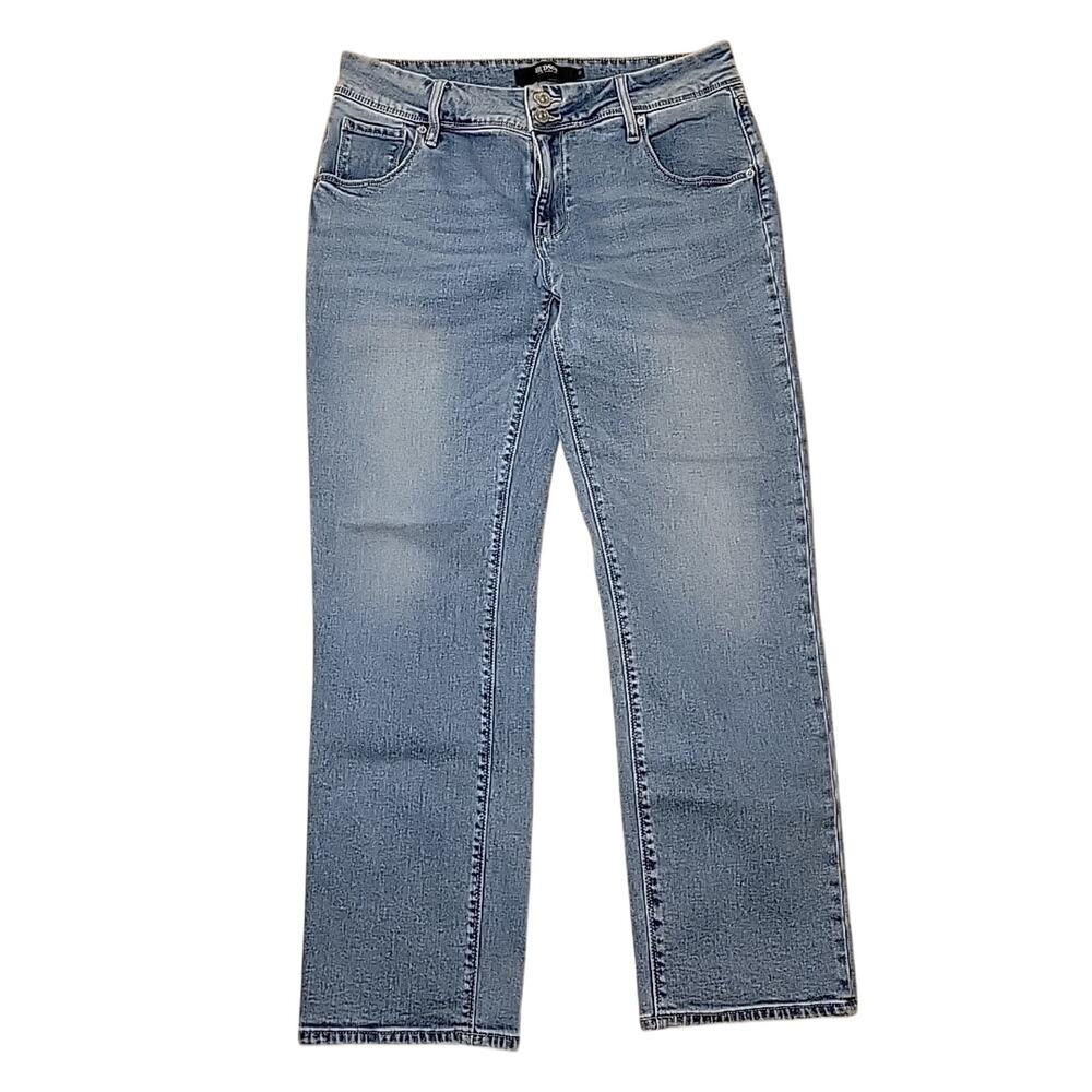 Hudson Los Angeles Women's Midrise Straight Leg Jeans, Icy Blue 10 Pocket Flap